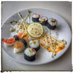 Sushi de betteraves crues, wasabi et sauge pour un event traiteur avec YoBird Agency
